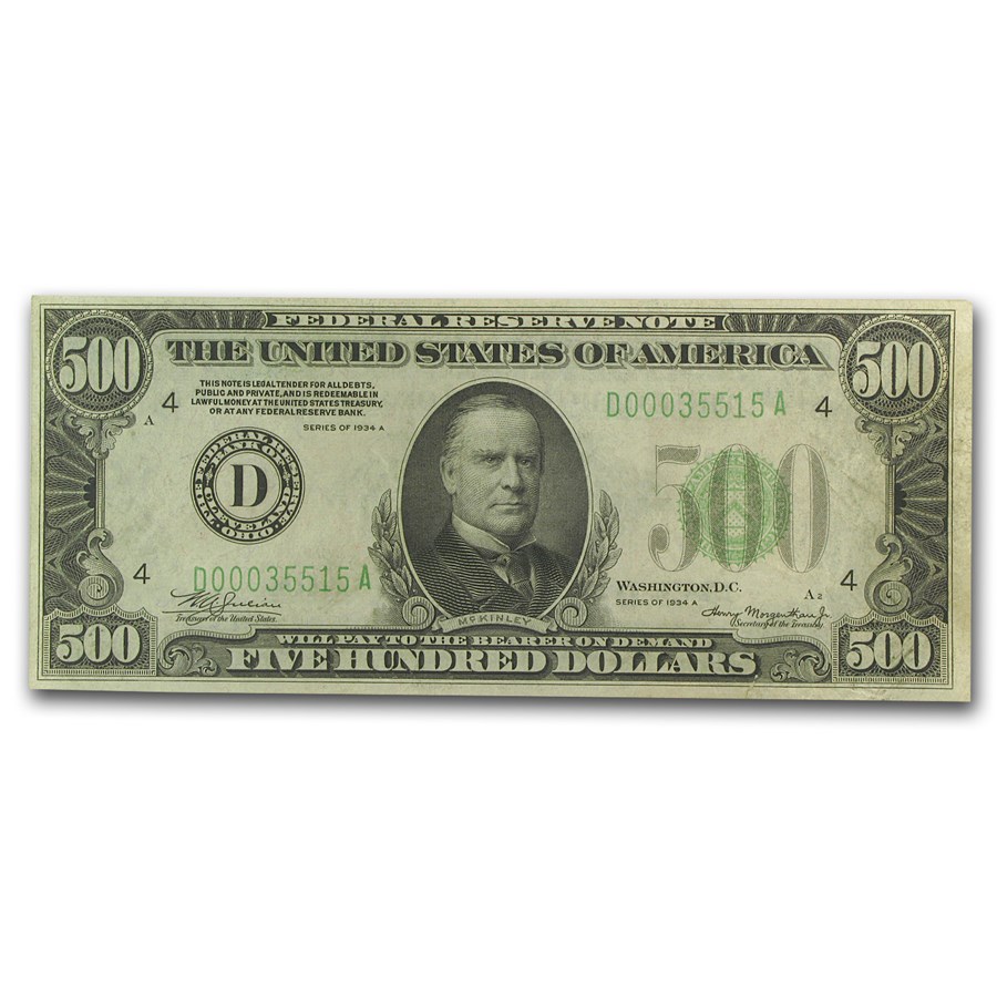 1934-A (D-Cleveland) $500 FRN XF (Fr#2202-D)