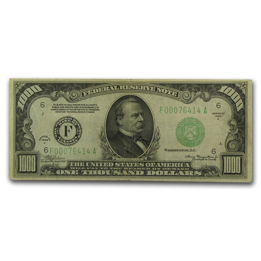 1934-A (F-Atlanta) $1,000 FRN VF (Fr#2212-F)