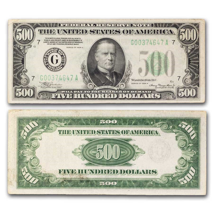 1934-A (G-Chicago) $500 FRN VF (Fr#2202-G)