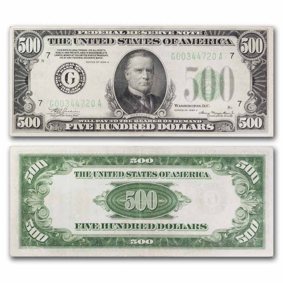 1934-A (G-Chicago) $500 FRN VF+ (Fr#2202-G)
