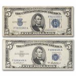 1934 and 1953 $5 Silver Certificate VG-VF 2 note set