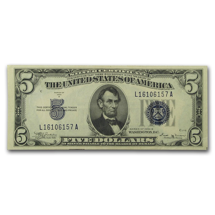 1934-B $5.00 Silver Certificate CU (Fr#1652)