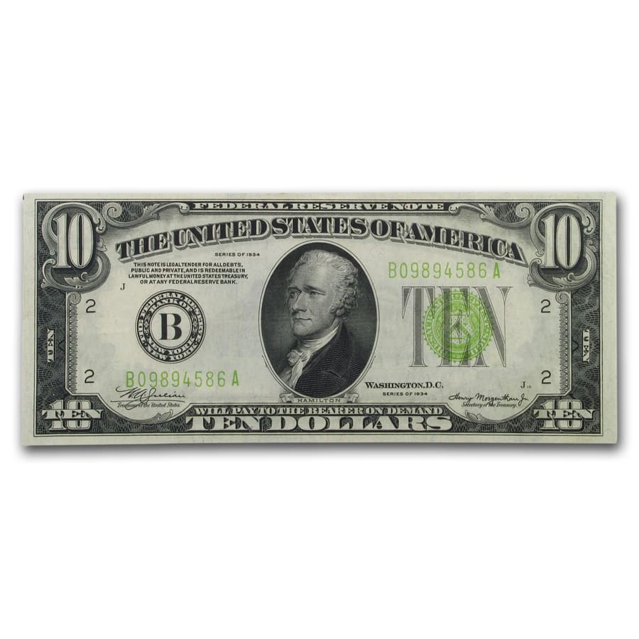 1934 (B-New York) $10 FRN XF (Fr#2004-B)