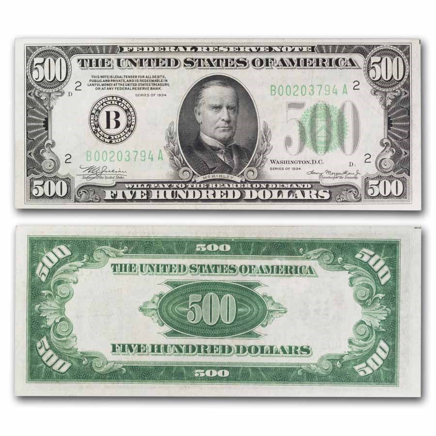 1934 (B-New York) $500 FRN XF+ (Fr#2201-B)