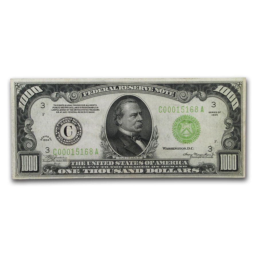 1934 (C-Philadelphia) $1,000 FRN XF (Fr#2211-C)