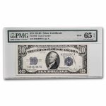 1934-D $10 Silver Certificate Gem CU-65 EPQ PMG (Fr#1705W) Wide