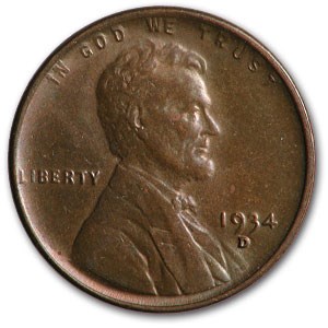 1934-D Lincoln Cent BU (Brown)
