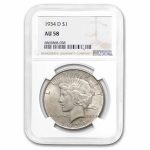 1934-D Peace Dollar AU-58 NGC