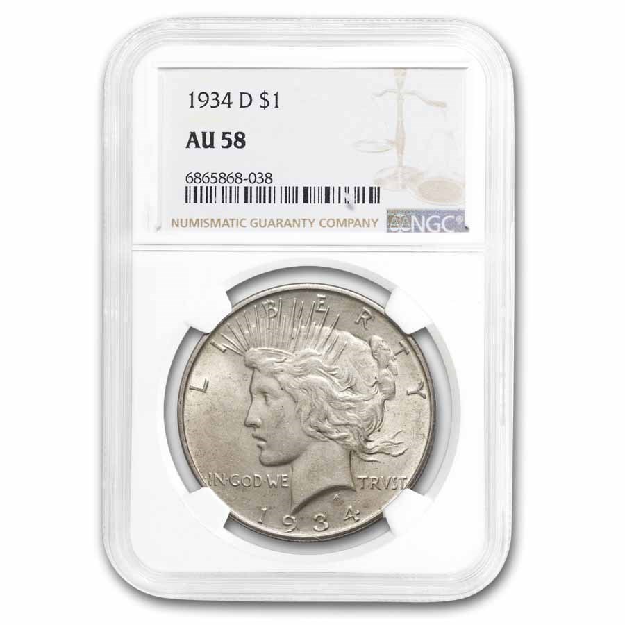 1934-D Peace Dollar AU-58 NGC