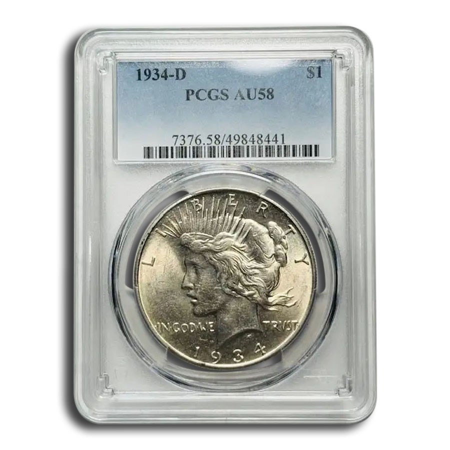 1934-D Peace Dollar AU-58 PCGS