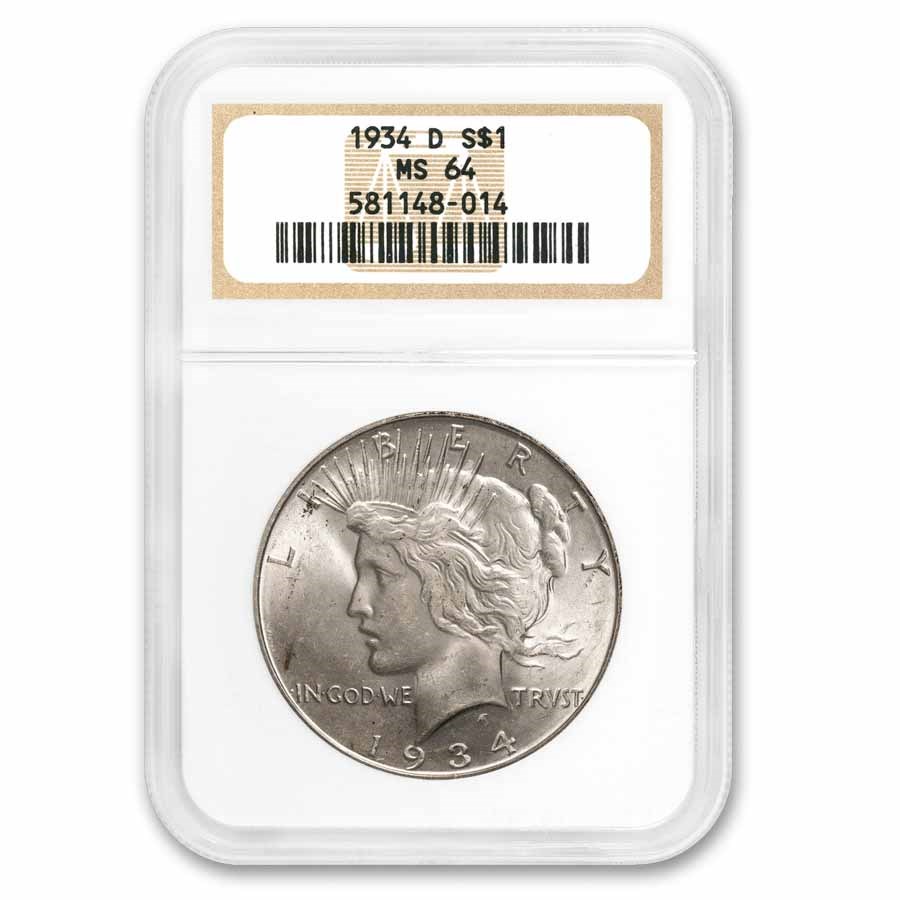 1934-D Peace Dollar MS-64 NGC