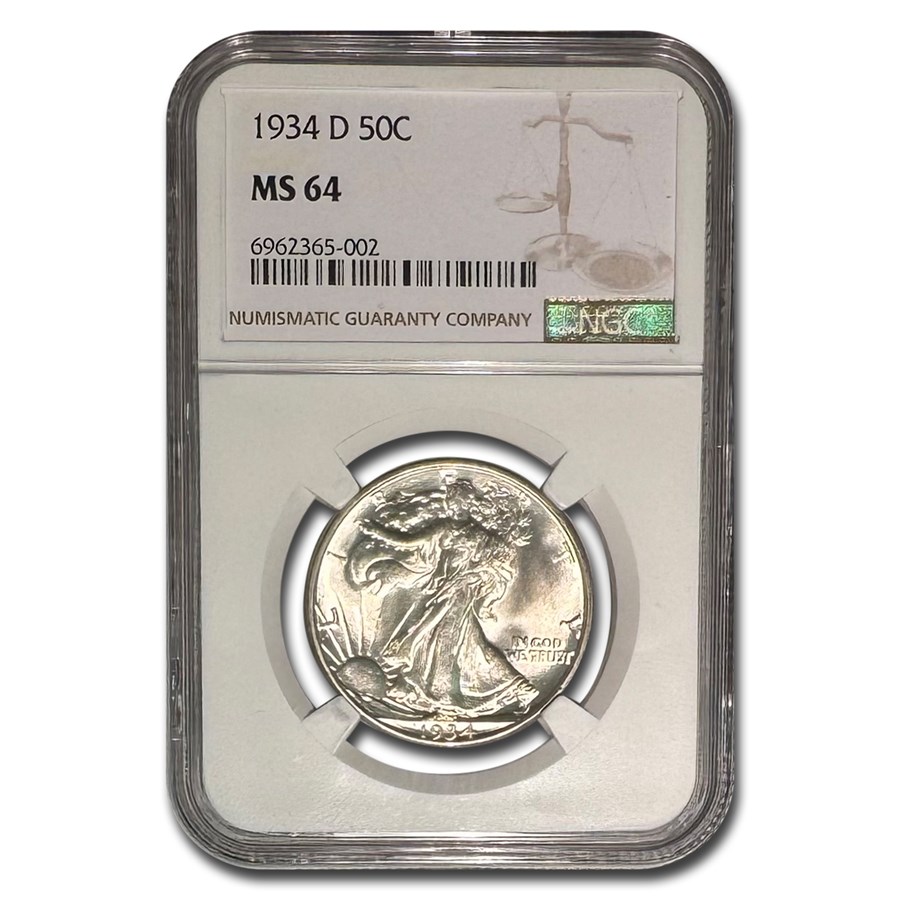 1934-D Walking Liberty Half Dollar MS-64 NGC