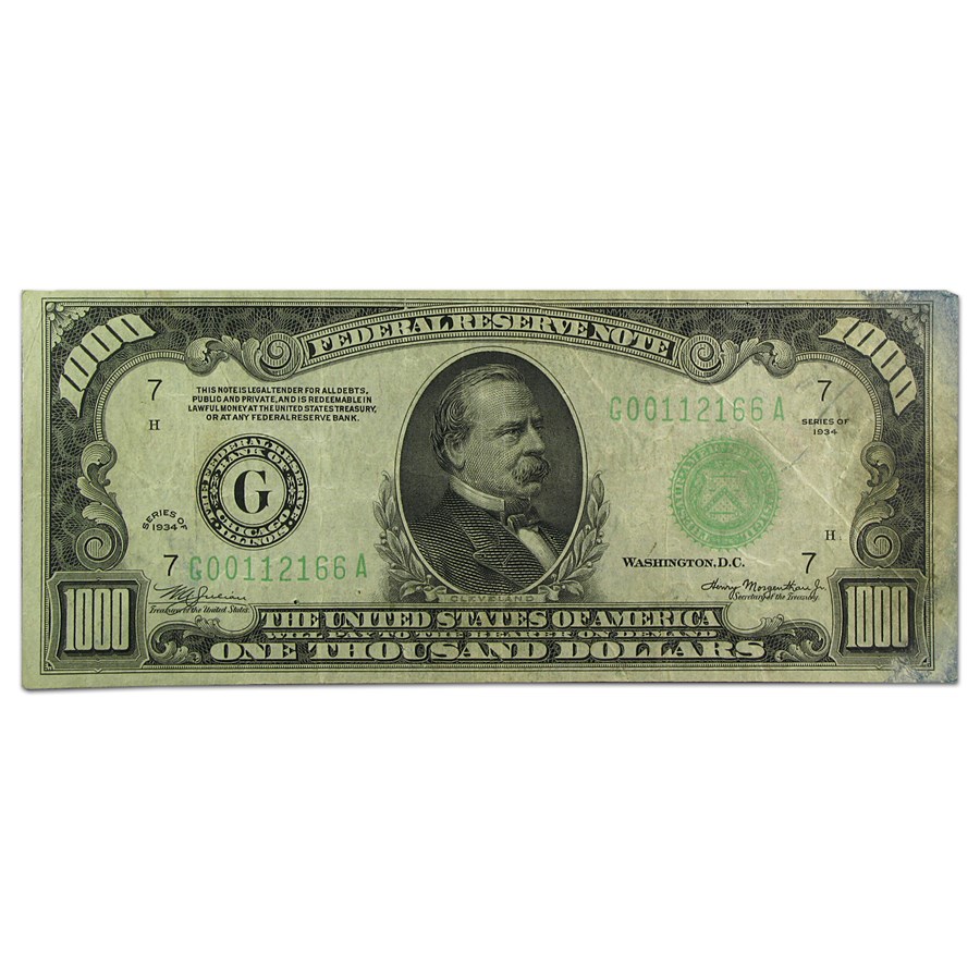 1934 (G-Chicago) $1,000 FRN VF (Fr#2211-G) Details