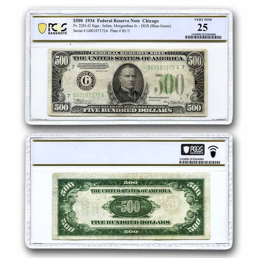 1934 (G-Chicago) $500 FRN VF-25 PCGS (Fr#2201-G)