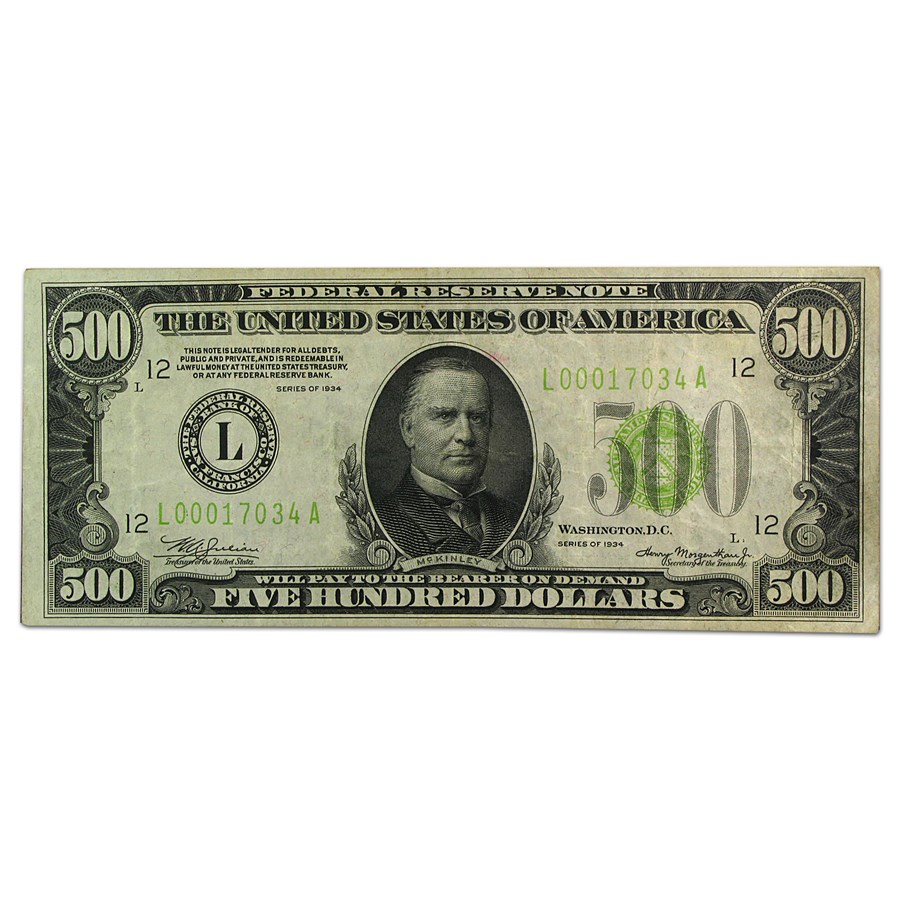 1934 (L-San Francisco) $500 FRN VF+ (Fr#2201-L) LGS