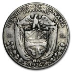 1934 Panama Silver 1/2 Balboa XF (ASW 0.3617)