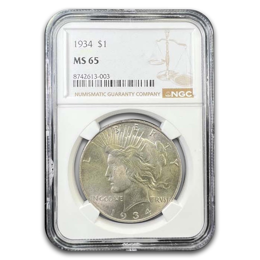 1934 Peace Dollar MS-65 NGC