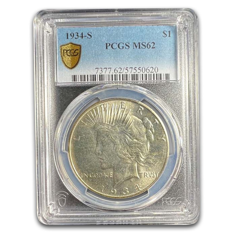 1934-S Peace Dollar MS-62 PCGS