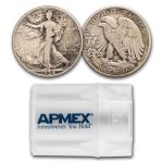 1934-S Walking Liberty Halves 20-Coin Roll Avg Circ