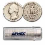 1934 Washington Quarter 40-Coin Roll Avg Circ