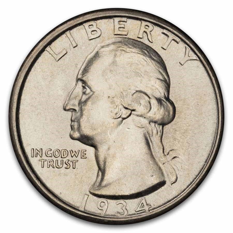1934 Washington Quarter BU (Medium Motto)