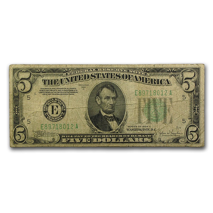 1934s $5.00 FRN VG/VF (District of our Choice)