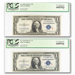 1935-A $1 Silver Cert CU-64 PPQ PCGS (Fr#1609, 1610) Exper. Set