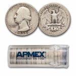 1935-D Washington Quarter 40-Coin Roll Avg Circ