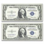 1935-E* $1 Silver Cert CU (Fr#1614*) Star Note, 2 Consec