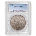 1935-S Peace Dollar MS-64 PCGS