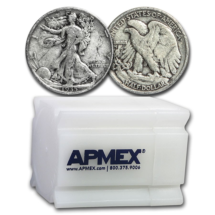 1935 Walking Liberty Halves 20-Coin Roll Avg Circ