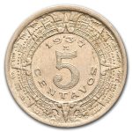 1936-1942 Mexico Copper-Nickel 5 Centavos AU/BU