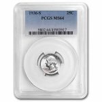 1936-S Washington Quarter MS-64 PCGS