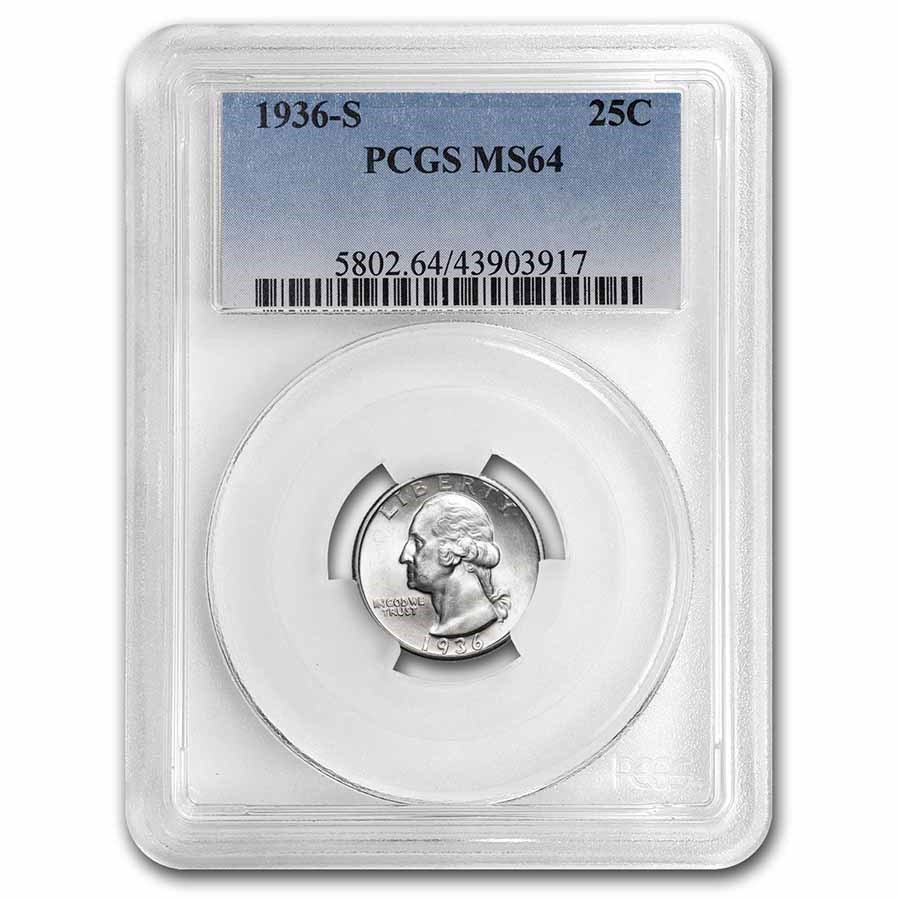1936-S Washington Quarter MS-64 PCGS
