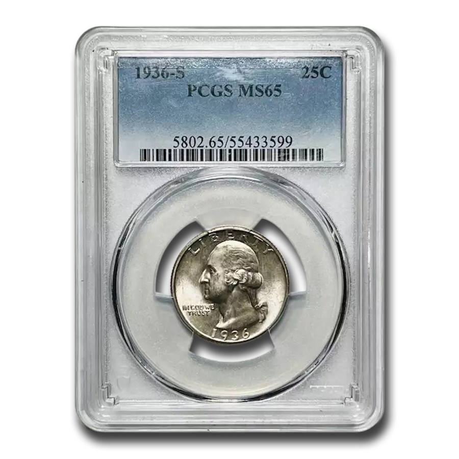 1936-S Washington Quarter MS-65 PCGS