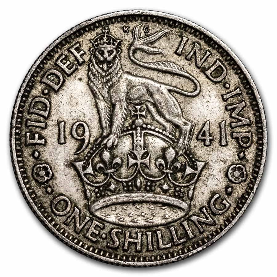 1937-1946 Great Britain Silver Shilling English Crest Avg Circ