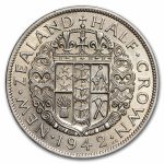 1937-1946 New Zealand Silver 1/2 Crown George VI AU