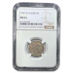 1937-D 3 Legged Buffalo Nickel MS-61 NGC