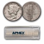 1937-D Mercury Dime 50-Coin Roll Avg Circ
