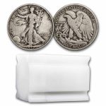 1937-D Walking Liberty Halves 20-Coin Roll Avg Circ