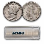1937 Mercury Dime 50-Coin Roll Avg Circ