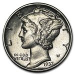 1937 Mercury Dime AU