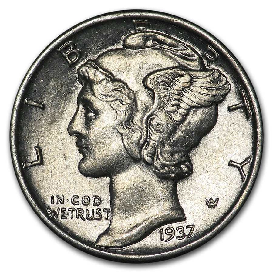 1937 Mercury Dime AU