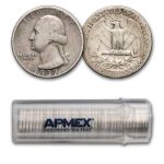 1937-S Washington Quarter 40-Coin Roll Avg Circ