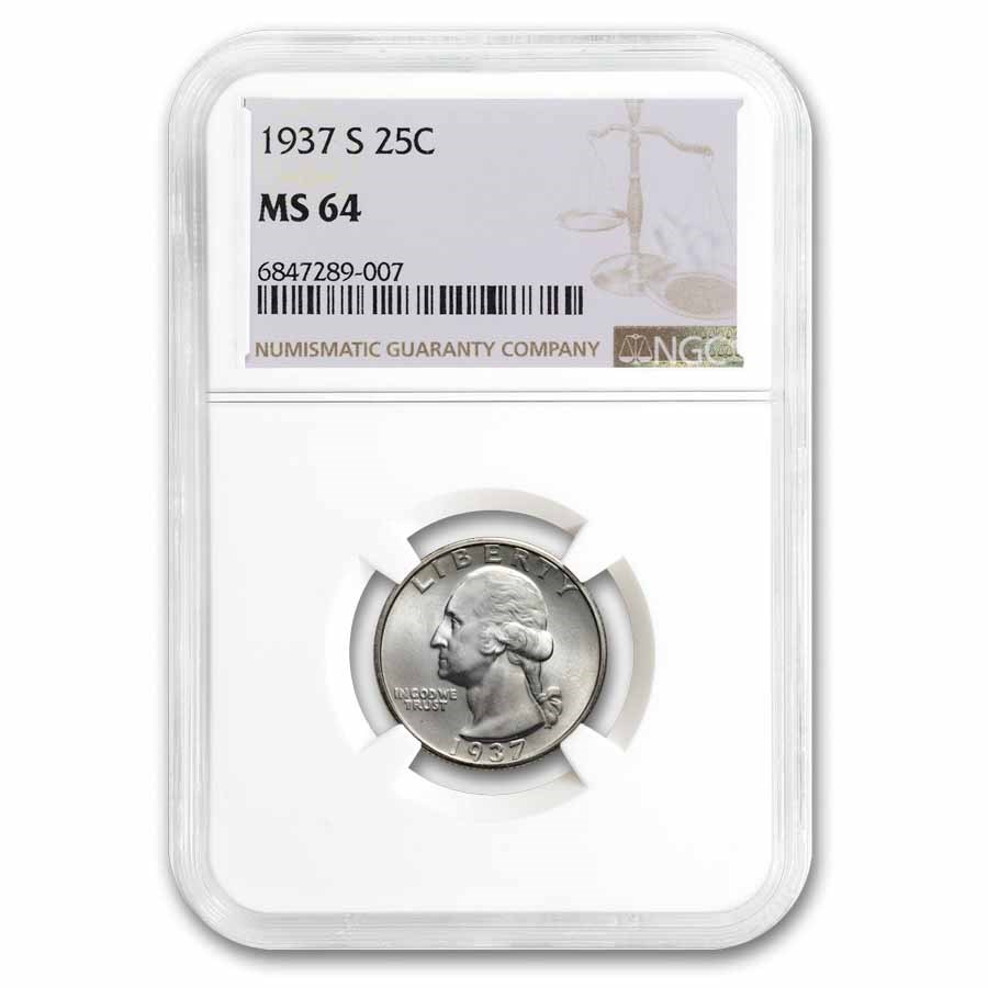 1937-S Washington Quarter MS-64 NGC