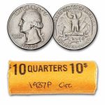 1937 Washington Quarter 40-Coin Roll Avg Circ