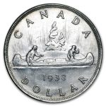 1938 Canada Silver Dollar George VI AU