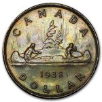 1938 Canada Silver Dollar George VI XF