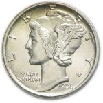 1938-D Mercury Dime BU