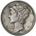 1938-D Mercury Dime XF
